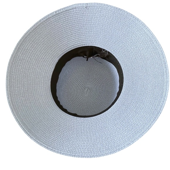 Soft Blue Cloche Style Woven Paper/Straw Hat with Side Bow - Picture 5 of 11